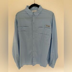 Columbia Men's Light Blue Button Down PFG Shirt Size Medium